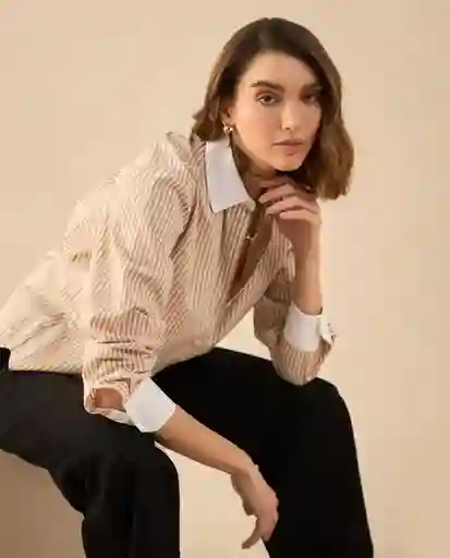 Camisa Machiatto Café Claro Talla S 612G011 Esprit