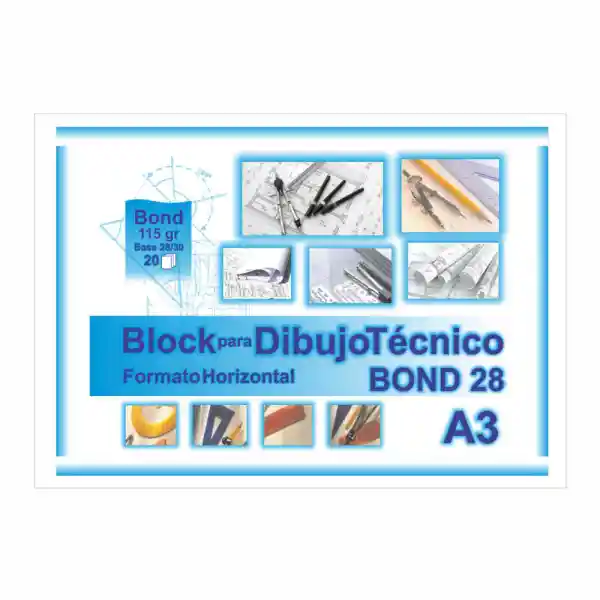 Icopel Block Papel Bond Formato Horizontal A3