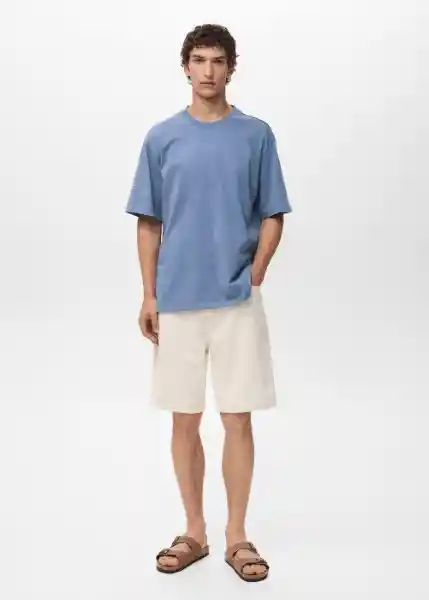 Camiseta Greek Azul Talla M Hombre Mango