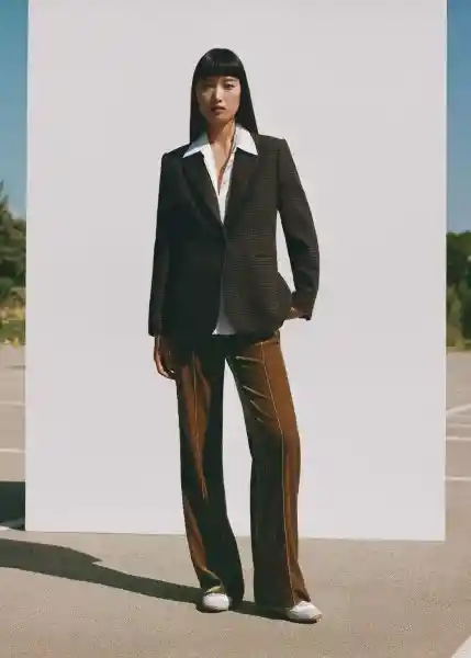 Blazer Americana Bruna Marrón Talla S Mujer Mango