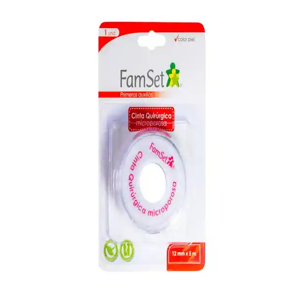 Famset Cinta Quirúrgica Microporosa Piel 12 mm x 5 m