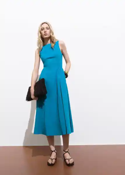 Vestido Nicole Azul Talla M Mujer Mango