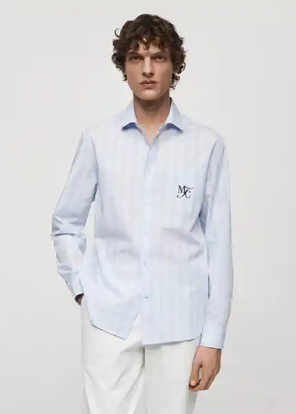 Camisa Borg Blanco Talla L Hombre Mango