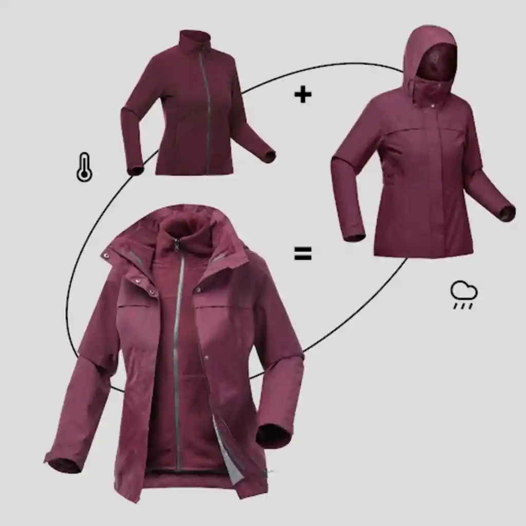 Chaqueta Térmica E Impermeable 3 En 1 Mujer Talla M Morado