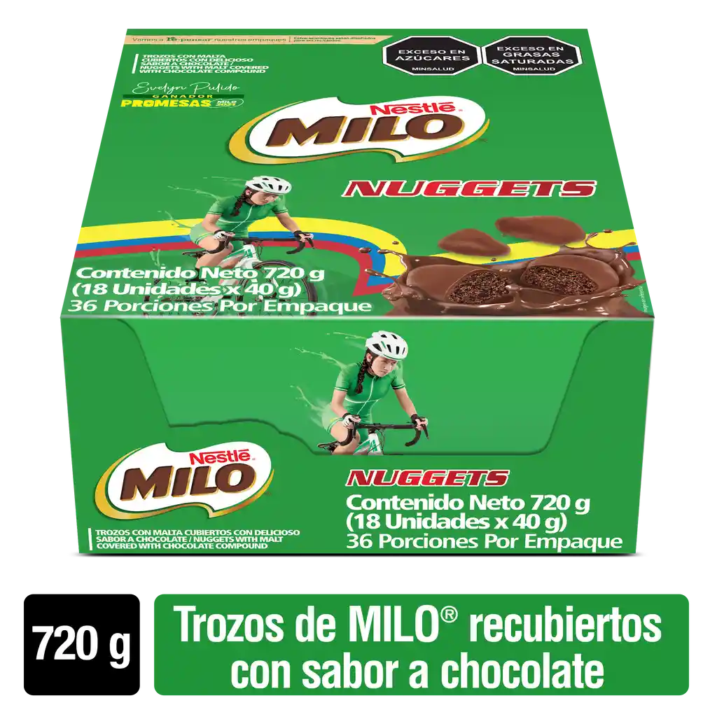 MILO NUGGETS cubiertos con sabor a chocolate 18 Unds x 40g c/u