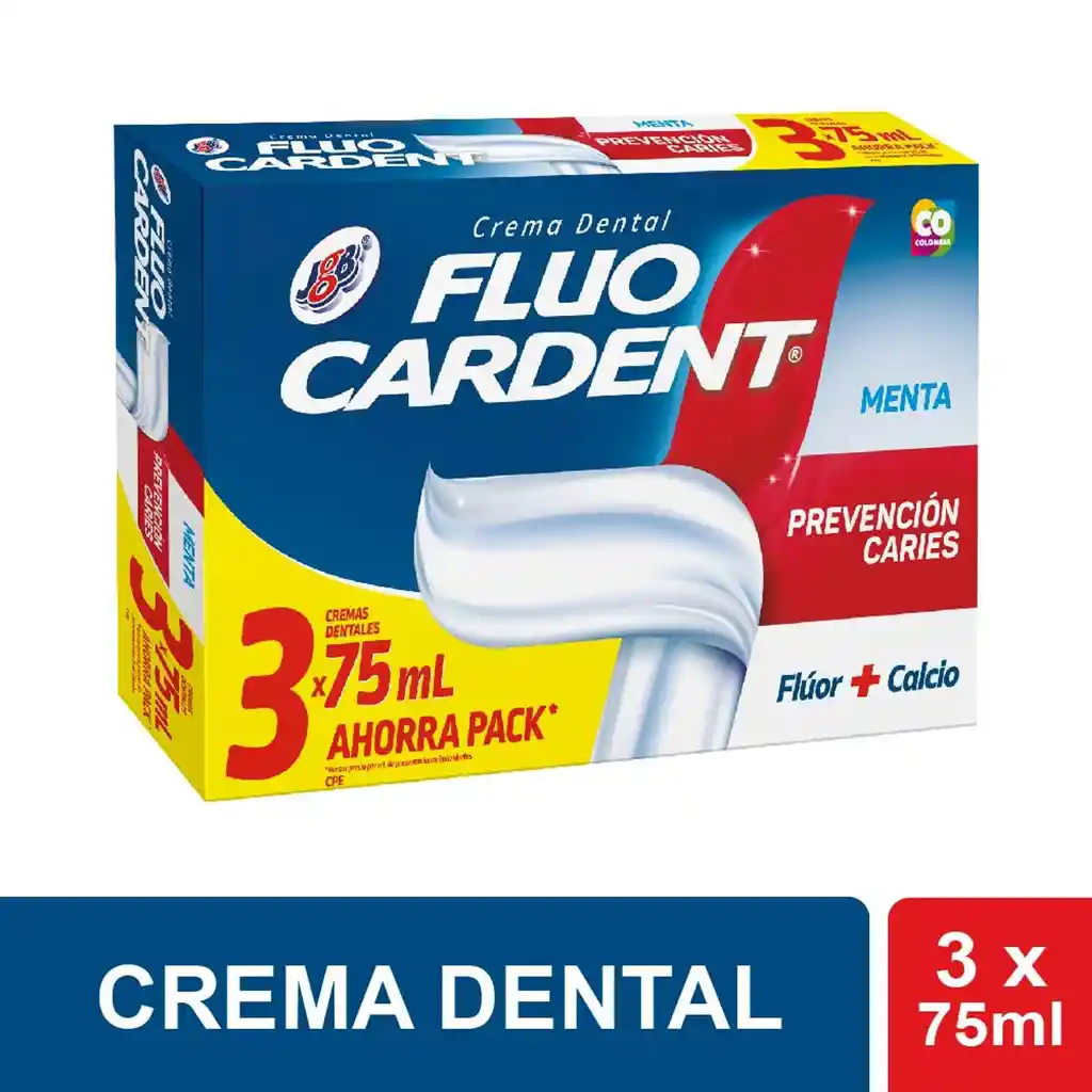 Fluo Cardent Crema Dental Prevención de Caries Sabor a Menta