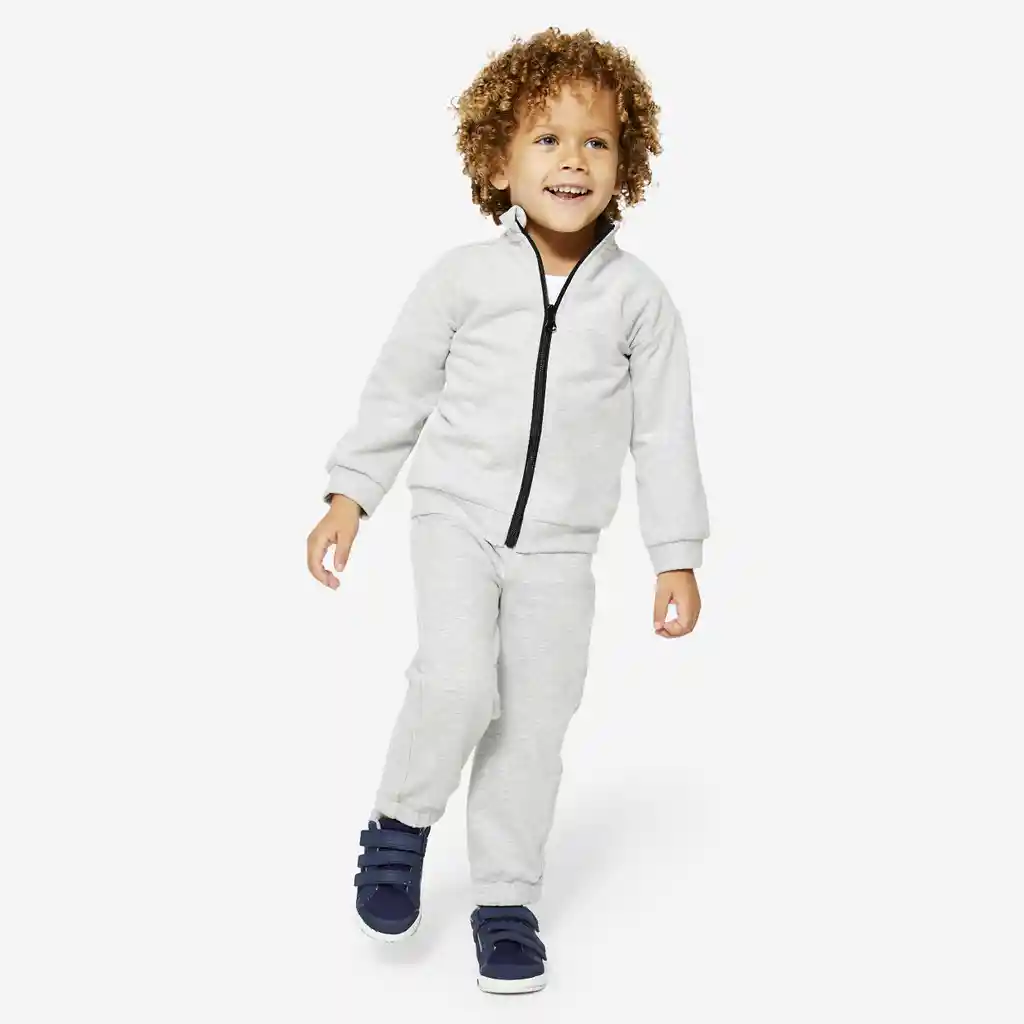 Sudadera Completa de Fitness Para Niños y Bebés Domyos 120 Gris