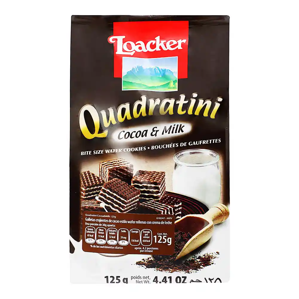 Quadratini galletas de cocoa & milk