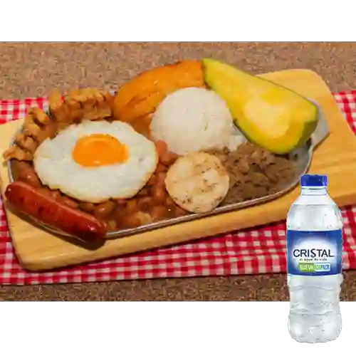 Combo Bandeja Paisa + Cristal Sin Gas 400 ml