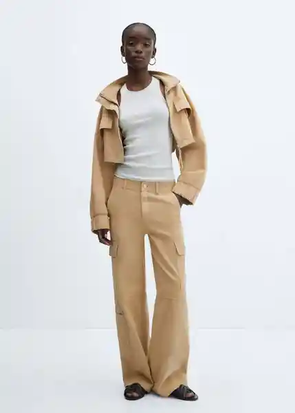 Pantalón Danna Camel Talla 32 Mujer Mango