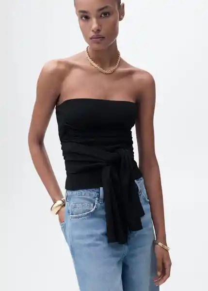 Top Julito Negro Talla S Mujer Mango