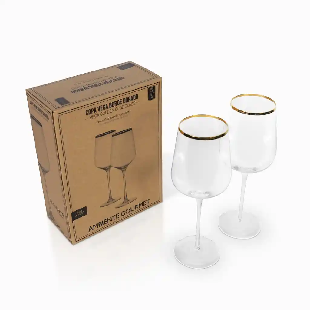 Copa Vega Borde Dorado en Cristal 750 mL Ambiente Gourmet