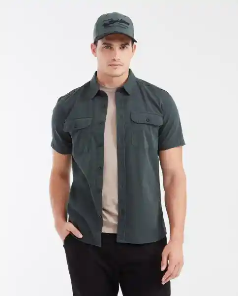 Camisa Cargo Manga Corta Verde Selvoso Ultraoscuro M Chevignon