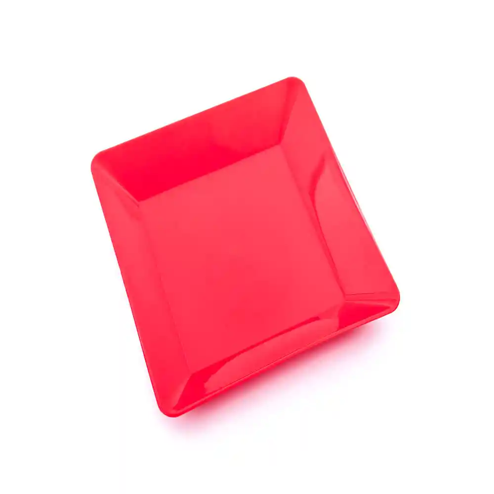 Plato Cuadrado Rojo 22.3 X 22.