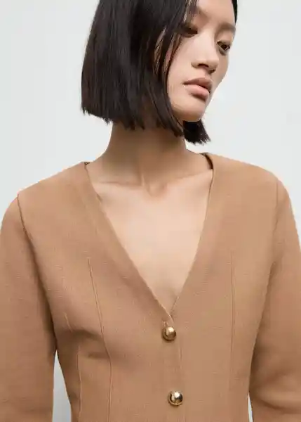 Chaqueta Tona Camel Talla M Mujer Mango