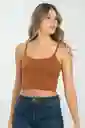 Crop Top Tiras Malibu Color Café Caramelo Talla M Ragged