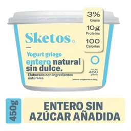Sketos Yogurt Griego Entero Natural sin Dulce