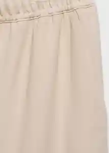 Pantalón Fluido Beige Talla L Mujer Mango