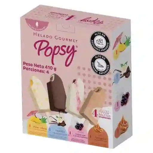 Popsy Pack Paletas Crema Gourmet x4