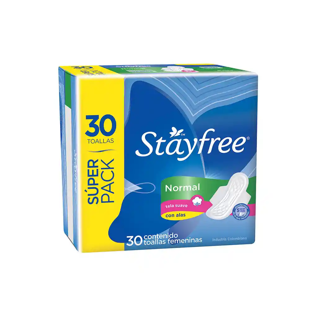 Stayfree Toalla Higienicanormal Con Alas X 30 Und