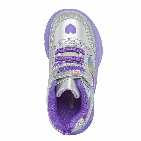 Los Gomosos Tenis Con Luces Orlova Niña Plata Talla 22