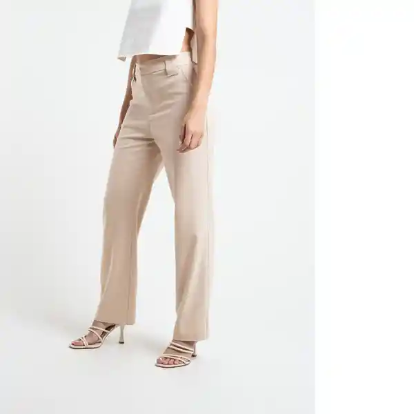  Pantalon Drew Beige Goma Medio Talla 6 Naf-Naf 