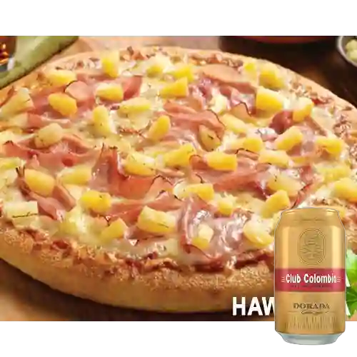 Combo Pizza Personal Hawaiana + Club Col. Dorada Lata 330ml