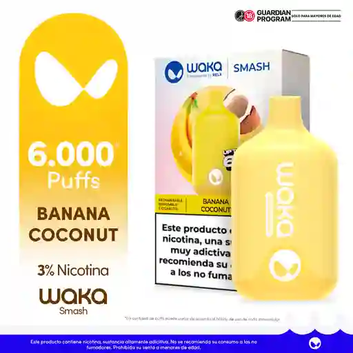 WAKA SMASH Vape Banana Coconut-3% 6000 puff