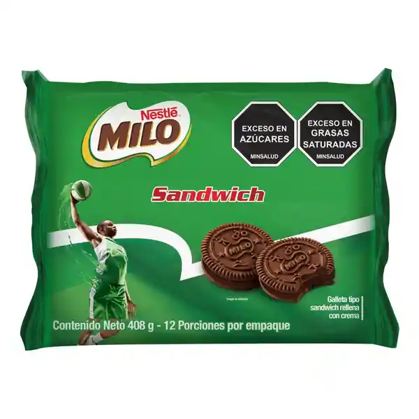 Galletas MILO Sándwich rellenas con crema 12 Unds x 408g