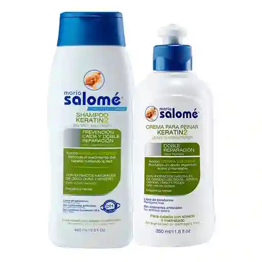 María Salomé Shampoo + Crema de Peinar Keratin2 Cabello Alisado