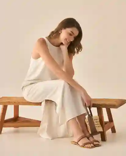 Vestido Crudo Novia Claro Talla S 493G007 Esprit