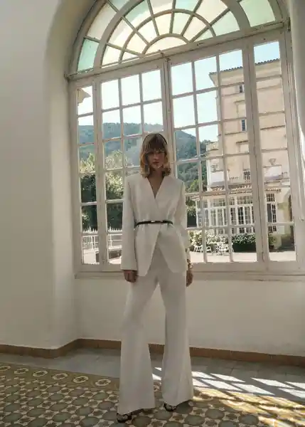 Blazer Americana Harry Blanco Talla XS Mujer Mango