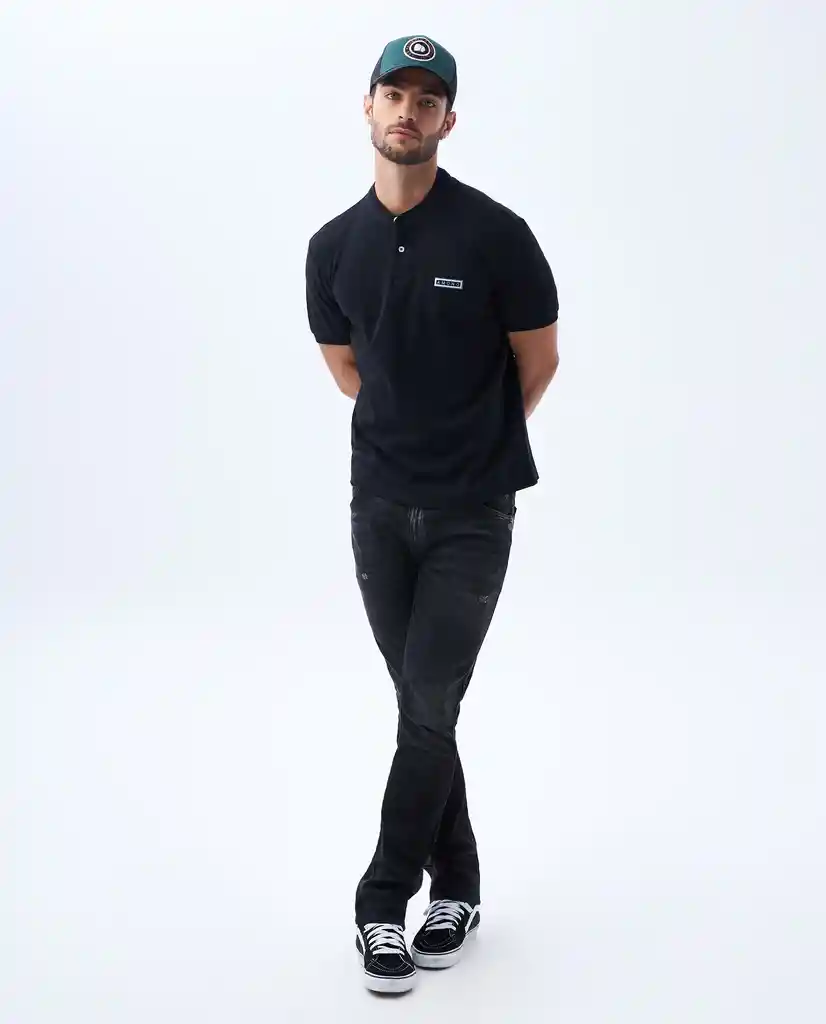 Camiseta Polo Hombre Negro Talla L 802F001 Americanino