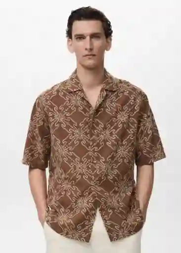 Camisa Saona Tabaco Talla M Hombre Mango