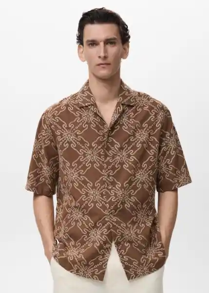 Camisa Saona Tabaco Talla M Hombre Mango