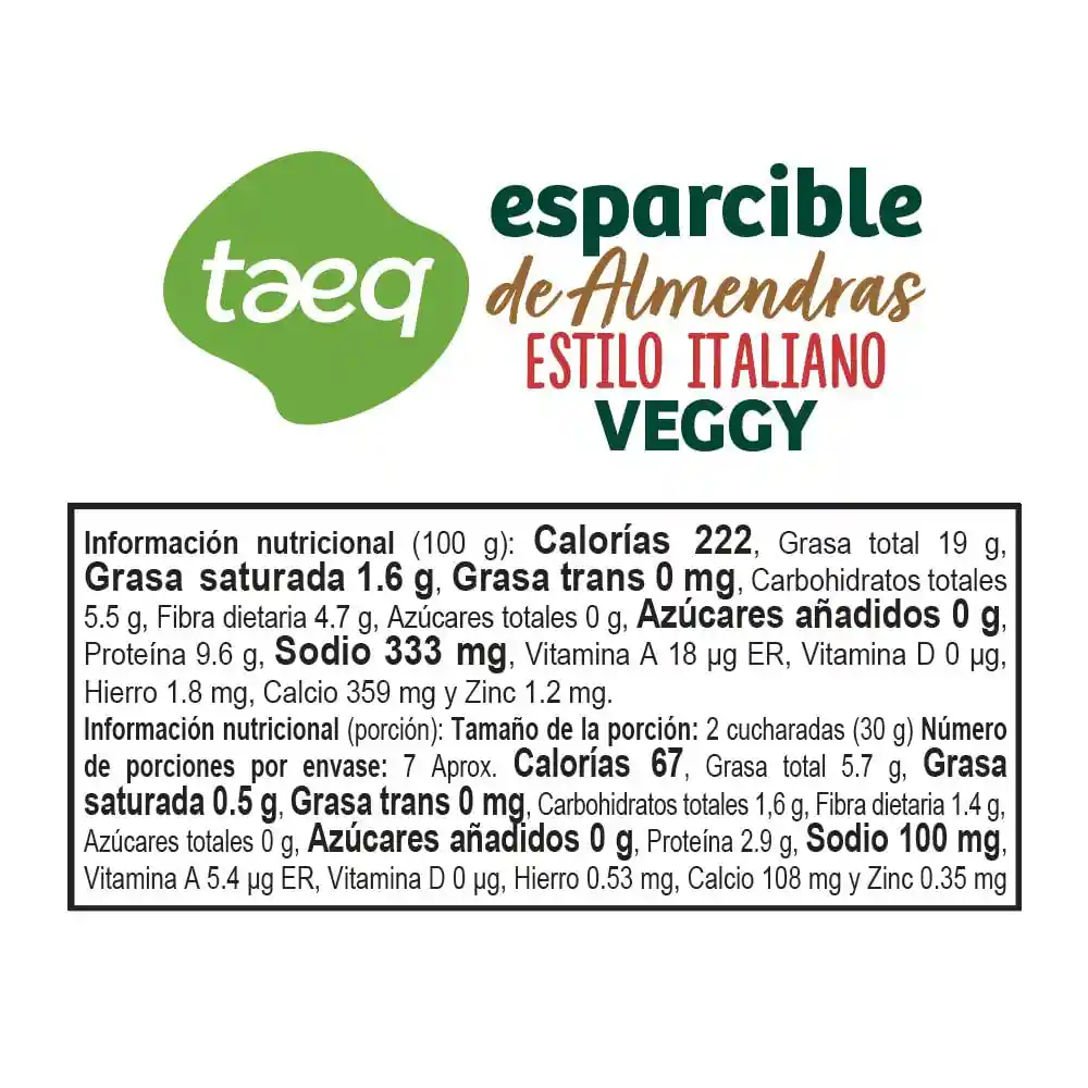 Taeq Esparcible de Almendra Estilo Italiano