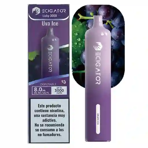 Ecigator Vapeador Uva Ice 3000 Puffs 5%