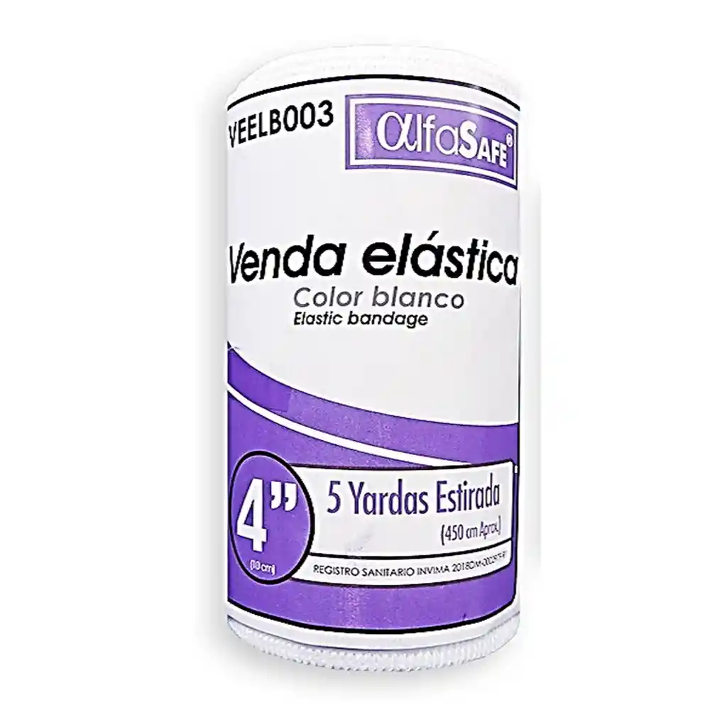 Venda Elastica Alfasafe Blanca 4 X 5 Yardas
