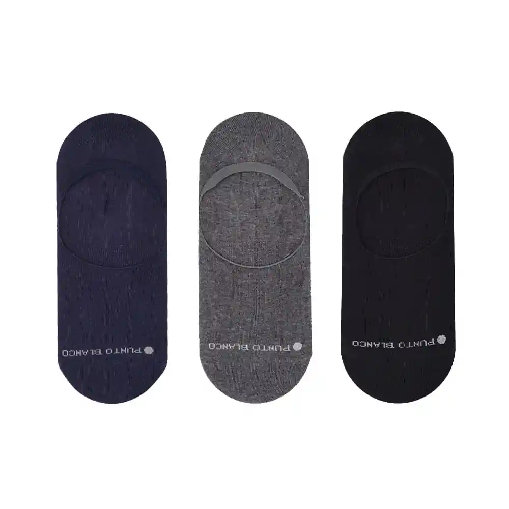 Medias Casuales Tipo Baletas Hombre New Marbella X3 Punto Blanco