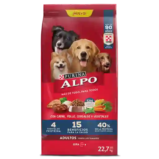 Comida para perros Alpo Adultos con carne,pollo,cereales y vegetales x 22,7kg