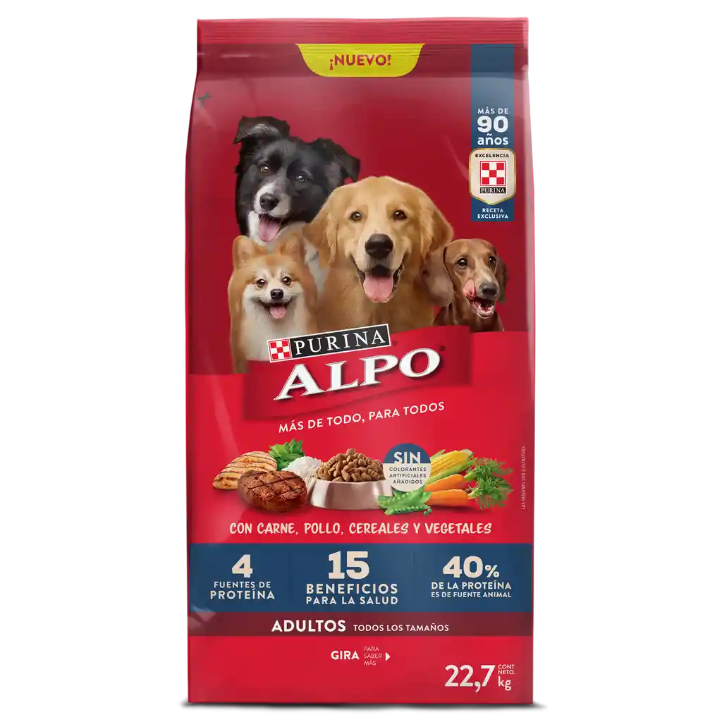 Comida para perros Alpo Adultos con carne,pollo,cereales y vegetales x 22,7kg