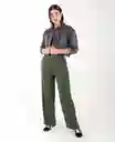 Pantalón Botón Interno Verde Hidai Ultra Oscuro Talla 4 Mujer Naf Naf