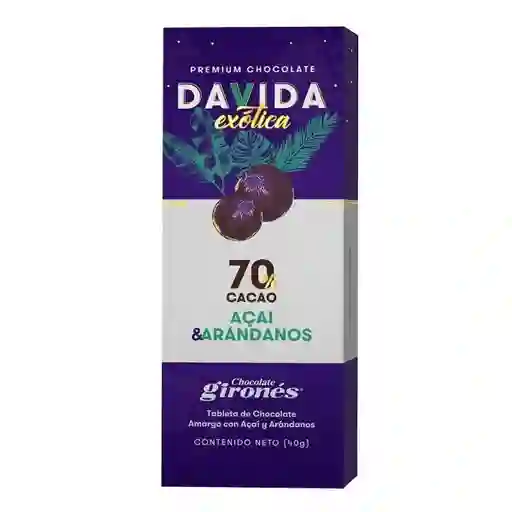 Davida Chocolate Exótica Acai Arandanos Cacoa 70%