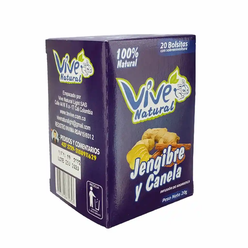Vive Natural Infusión de Aromática Jengibre y Canela