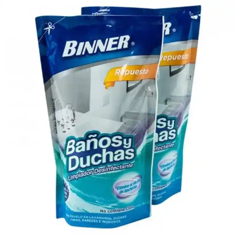 Binner Limpiador de Baños y Duchas 2 Repuestos Doypack 500 mL