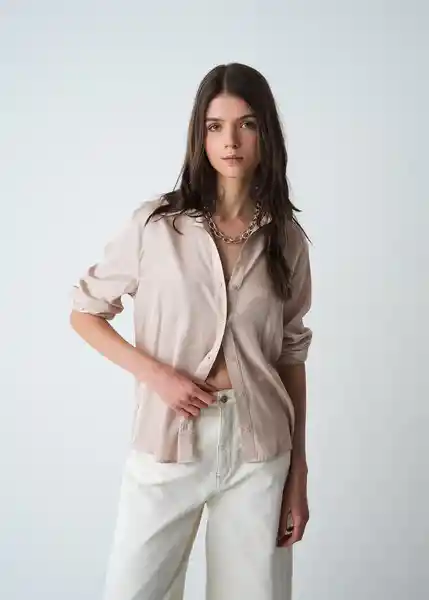 Camisa Rowan Mujer Beige Escarcha Claro Talla S 513G384 Naf Naf