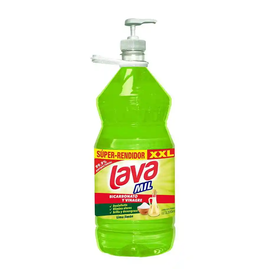 Lavaloza Lava Mil Liquido Lima Limón Bicarbonato (3000 Ml)