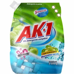 Ak-1 Detergente en Polvo con Suavizante Aroma a Manzana Verde