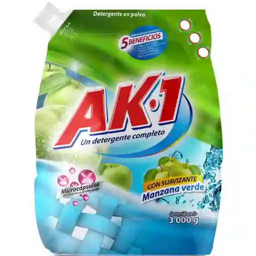 Ak-1 Detergente en Polvo con Suavizante Aroma a Manzana Verde