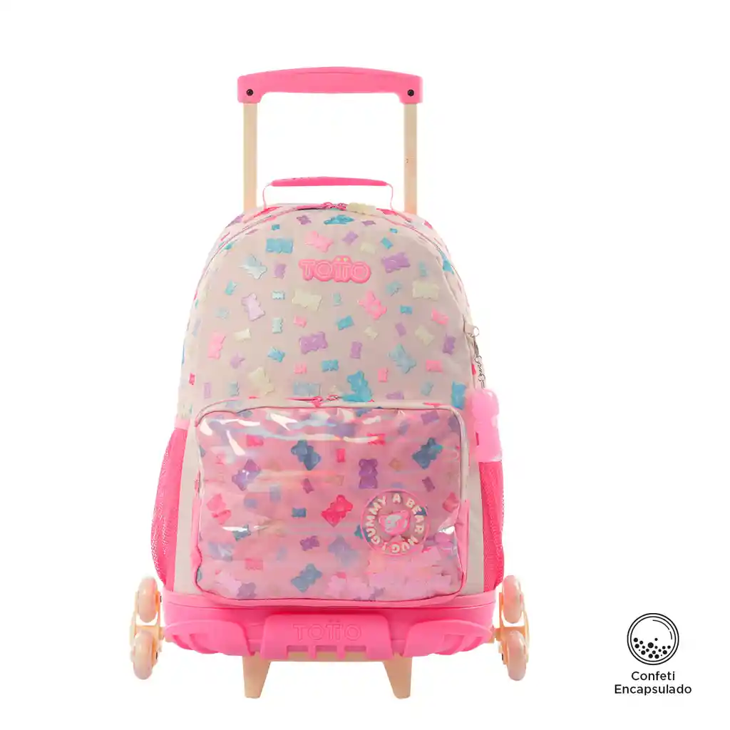 Morral Con 3 Ruedas Niña Gummy Bear Grande Rosado